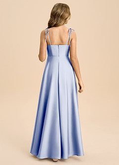 Azazie Popsy Junior Ice A-Line Bow Stretch Satin Dress image2