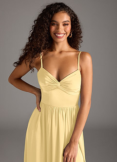 Azazie Zeya Bridesmaid Dresses Butter A-Line Pleated Stretch Satin Dress image3