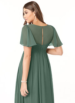 Azazie Verna Maternity Bridesmaid Dresses A-Line V-Neck Ruched Chiffon Floor-Length Dress image6