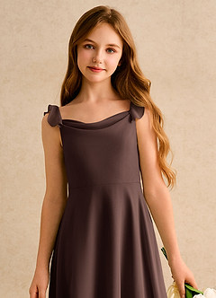 Azazie Puppy Girls Formal Flower Girl Dresses Ganache A-Line Pleated Chiffon Dress image6