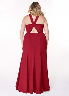 Azazie Rue Bridesmaid Dresses Scarlet A-Line Halter Chiffon Dress image8