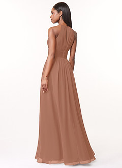 Azazie Bonnie Bridesmaid Dresses Bronzer A-Line Keyhole Ruched Chiffon Dress image3