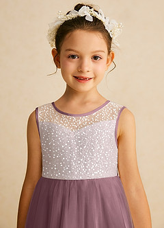 Azazie Tay Flower Girl Dresses Vintage Mauve A-Line Sequins Tulle Dress image7