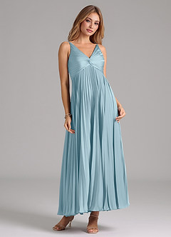 Azazie Raychelle Brautjungfernkleider A-Linie Plissee Stretch-Satin Kleid Stimmungsvolles Blau image5