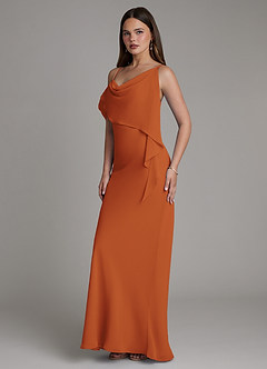 Azazie Yura Bridesmaid Dresses Cinnamon Mermaid Off the Shoulder Chiffon Dress image5