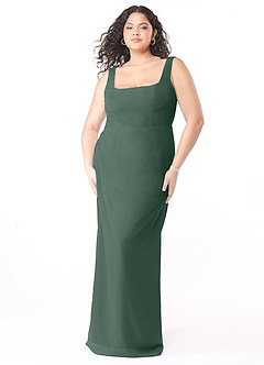 Azazie Flori Bridesmaid Dresses Sea Moss Sheath Square Neckline Chiffon Dress image9