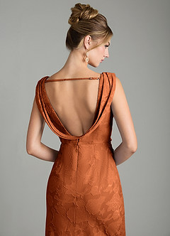 Azazie Kieryn Bridesmaid Dresses Burnt Orange Mermaid Pleated Floral Burnout Dress image8