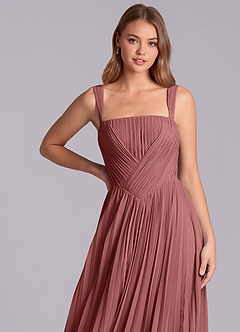 Azazie Mina Bridesmaid Dresses Amethyst A-Line Pleated Chiffon Dress image2