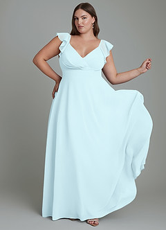 Azazie Leilani Bridesmaid Dresses Cloud Blue A-Line Pleated Chiffon Dress image9