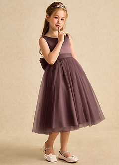 Azazie Winnie Flower Girl Dresses Espresso Ball-Gown Bow Tulle Dress image6
