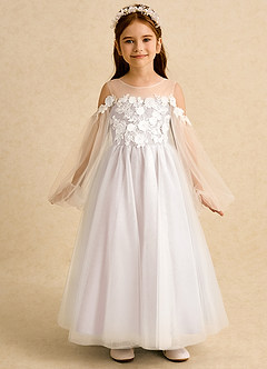 Azazie Zimi Flower Girl Dresses Rose Petal Ball-Gown Sweetheart Neckline Tulle Dress image5