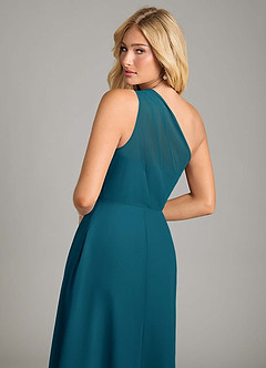 Azazie Phaedra Vestidos de madrinha de casamento Vestido Tinta Azul de Chiffon de Linha A com Um ombro image6