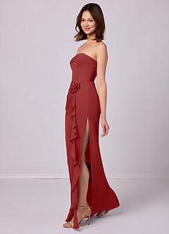 Barbie ♥ Azazie Bridesmaid Dresses Rust Sheath Strapless Chiffon Convertible Dress image2