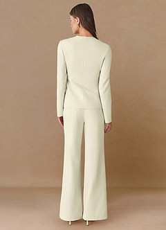 front Elara Ivory Extreme-Plunge Refined Weave 2-Piece Suit
