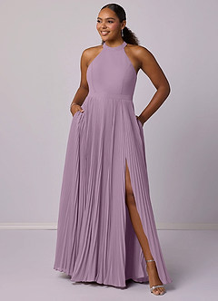 Barbie ♥ Azazie Robes de demoiselle d'honneur Robe Trapèze en Mousseline de soie Plissée Glycine image11