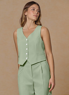 front Rowan 더스티 세이지 고급 직조 기능성 조끼