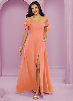 Barbie ♥ Azazie Jurken voor bruidsmeisjes Converteerbaar Jurk van Chiffon met A-Lijn Off the Shoulder Zonsondergang image1