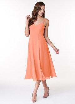 Azazie Clarissa Bridesmaid Dresses Sunset A-Line V-Neck Chiffon Dress image4