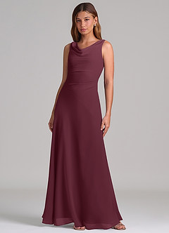 Azazie Nerine Brudtärnklänningar Klä av A-Linje i Chiffong Plisserad Cabernet image3