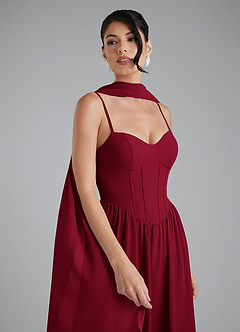 Azazie Alisha Bridesmaid Dresses Burgundy A-Line Corset Chiffon Dress image7