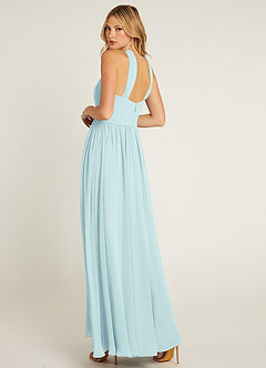 Azazie Jacey Final Sale Sea Glass A-Line Pleated Chiffon Dress image4