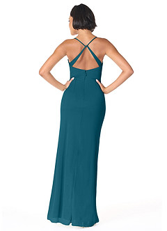 Azazie Ashana Brautjungfernkleider Etui Herzchen Spitze Gittergewebe Kleid Tintenblau image4