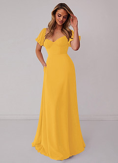 Barbie ♥ Azazie Bridesmaid Dresses Marigold A-Line Pleated Chiffon Dress image5