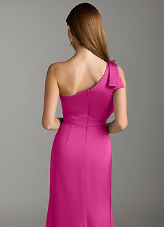 Azazie Rinna Bridesmaid Dresses Fuchsia Mermaid Ruched Stretch Satin Dress image7