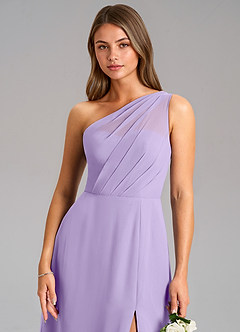 Azazie Phaedra Bridesmaid Dresses Lilac A-Line One Shoulder Chiffon Dress image8