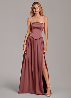 Azazie Cadence Suknie dla druhen Linia A Gorset Satyna elastyczna Do ziemi Sukienka image5