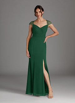 Azazie Blanchett Final Sale Dark Green Mermaid Sequins Chiffon Dress image2