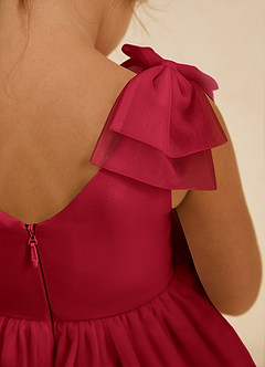Azazie Vanellope Flower Girl Dresses Scarlet A-Line Bow Tulle Dress image5