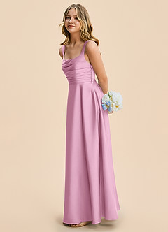 Azazie Azaria Junior A-Linie Plissee Stretch-Satin Kleid Bonbonrosa image4