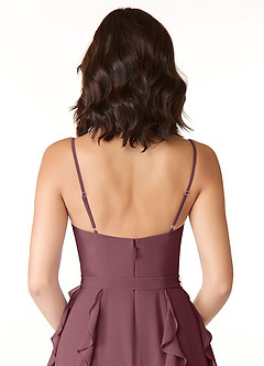Azazie Peyton Bridesmaid Dresses Sangria A-Line Ruched Chiffon Dress image3