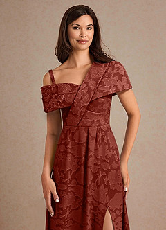 Azazie Milton Kleider für die Brautmutter A-Linie Plissee Blumen-Burnout Kleid Terrakotta image7