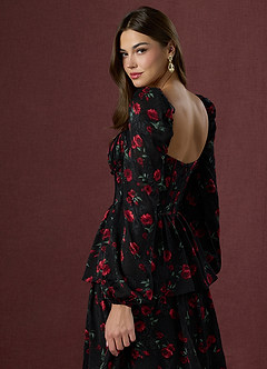 Lora Black Red Maxi Dress image6