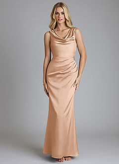 Azazie Tallie Bridesmaid Dresses English Rose Mermaid Pleated Stretch Satin Dress image9