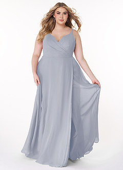 Azazie Lennon Bridesmaid Dresses Dusty Lavender A-Line Lace Chiffon Dress image7