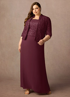 Azazie Cornelia Mother of the Bride Dresses Cabernet Sheath Square Neckline Sequins Chiffon Dress image20
