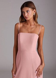 Azazie Wren Robes de demoiselle d'honneur Robe Trapèze en Mousseline de soie Sans bretelles Rose Poussiéreuse image2