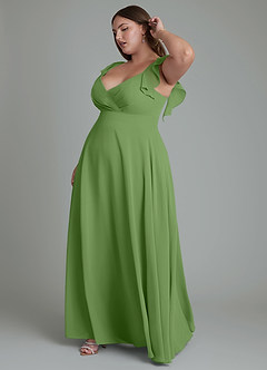 Azazie Leilani Bridesmaid Dresses Basil A-Line Pleated Chiffon Dress image11