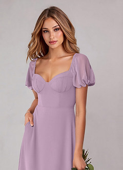 Azazie Fatima Bridesmaid Dresses Wisteria A-Line with Pockets Chiffon Dress image6