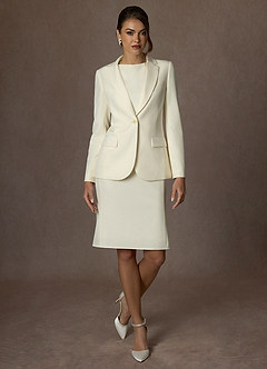 front Charlotte Ivory Refined Weave Dress