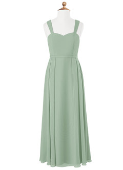 Azazie Simoan Junior Abito A-Line in Chiffon Scollo a Cuore Agave image4