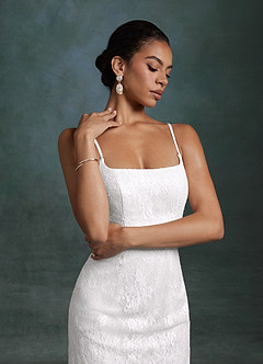 Azazie Bella Wedding Dresses Diamond White Sheath Tulle Dress image7