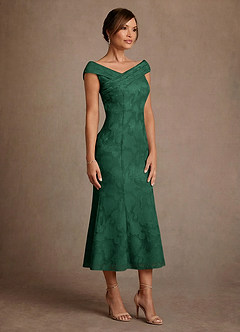 Azazie Keith Klänningar till brudens mor Klä Tubklänning i Blommig Utbrändhet Plisserad Mörkgrön image3