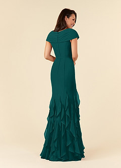 Azazie Bailora Mother of the Bride Dresses Peacock Mermaid Ruched Chiffon Dress image3