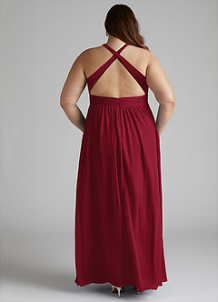 Azazie Ashia Bridesmaid Dresses Burgundy A-Line Pleated Chiffon Dress image11