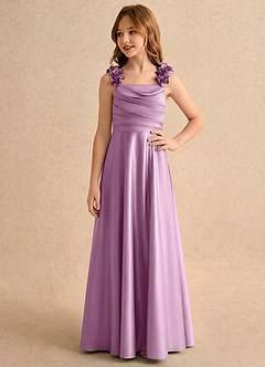 Azazie Rosita Girls Formal Flower Girl Dresses Wisteria A-Line Pleated Stretch Satin Dress image4