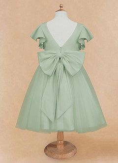 Azazie Kaeya Flower Girl Dresses Agave A-Line Bow Tulle Dress image6